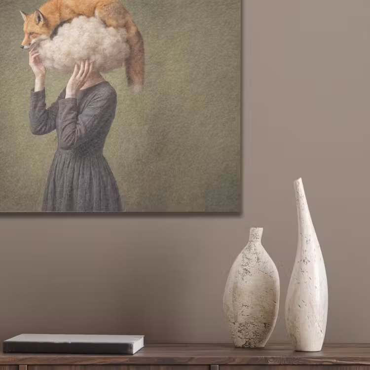Vos - Surrealistisch - Groen PET vilt klein -sfeer6_closeup