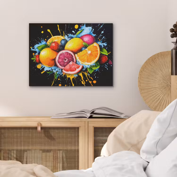 Fruit - Graffiti - Kleurrijk - Sinaasappel - Aardbei - Abstract PET vilt klein -sfeer3