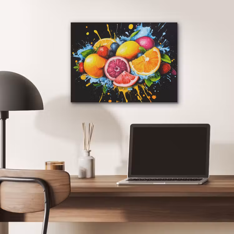 Fruit - Graffiti - Kleurrijk - Sinaasappel - Aardbei - Abstract PET vilt klein -sfeer5