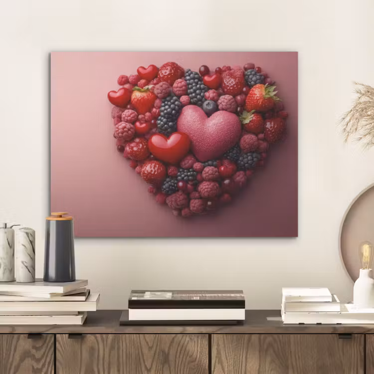Fruit - Hartjes - Aardbeien - Frambozen - Bosbessen PET vilt klein -sfeer1