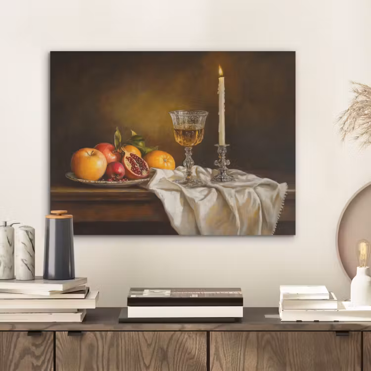 Fruit - Stilleven - Wijn - Kaars PET vilt klein -sfeer1