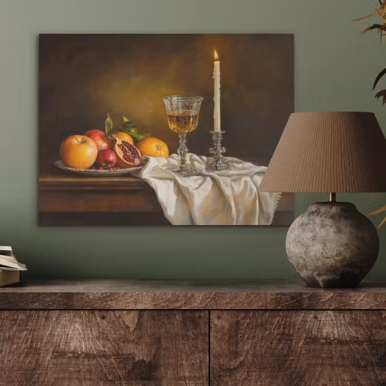 Fruit - Stilleven - Wijn - Kaars PET vilt klein -sfeer2