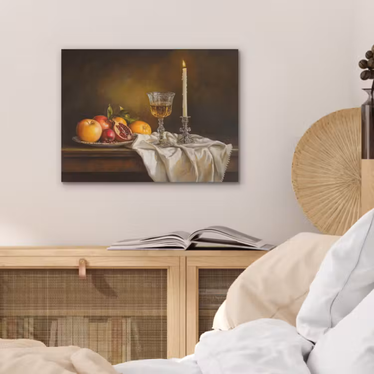 Fruit - Stilleven - Wijn - Kaars PET vilt klein -sfeer3