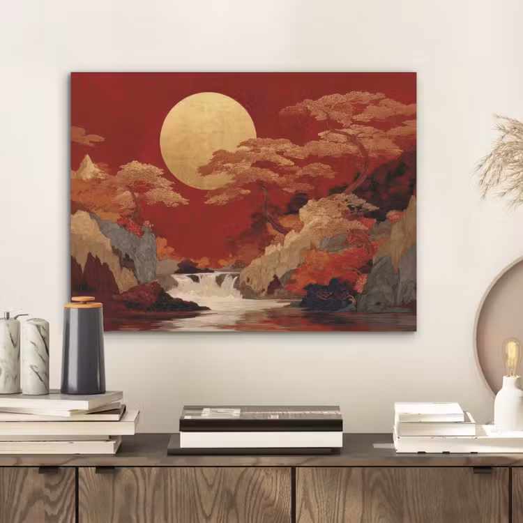 Volle maan - Landschap - Waterval PET vilt klein -sfeer1