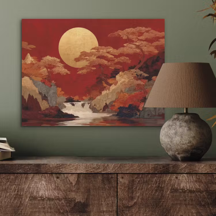 Volle maan - Landschap - Waterval PET vilt klein -sfeer2
