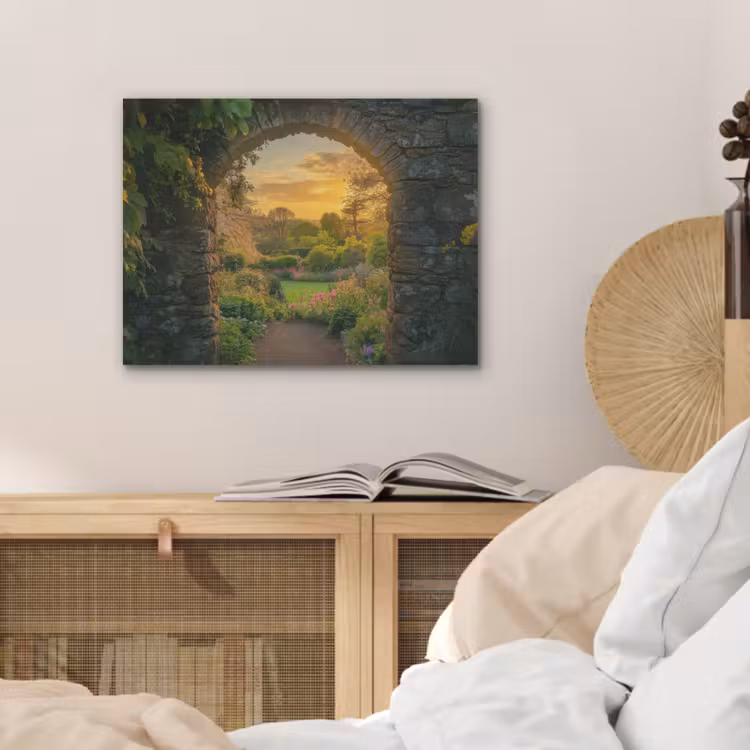 Poort - Planten - Zonsondergang PET vilt klein -sfeer3