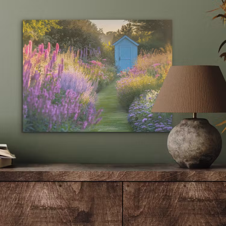 Tuinhuisje - Blauw - Bloemen PET vilt klein -sfeer2
