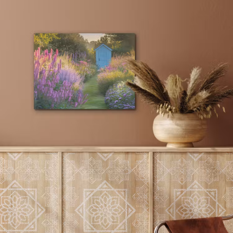 Tuinhuisje - Blauw - Bloemen PET vilt klein -sfeer4