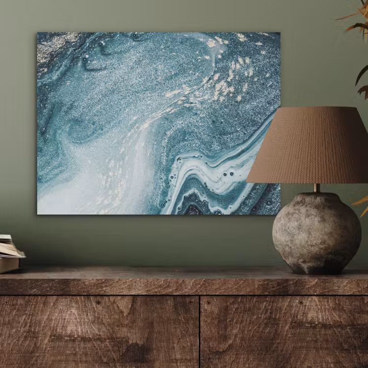 Edelstenen - Blauw - Natuur - Marmer - Abstract PET vilt klein -sfeer2