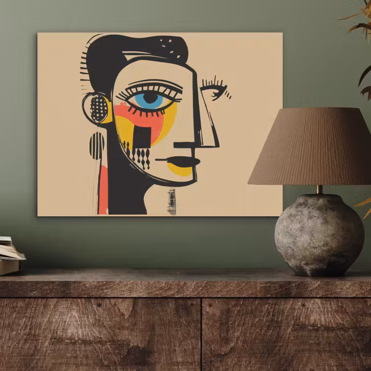 Geometrisch - Felle kleuren - Kubistische stijl PET vilt klein -sfeer2