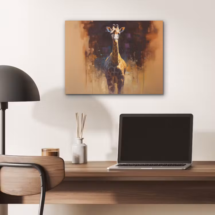 Giraf - Bruin - Abstract - Geschilderd PET vilt klein -sfeer5