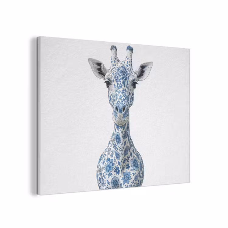 Giraffe - Delfts blauw - Dieren - Minimalistisch PET vilt klein -3d