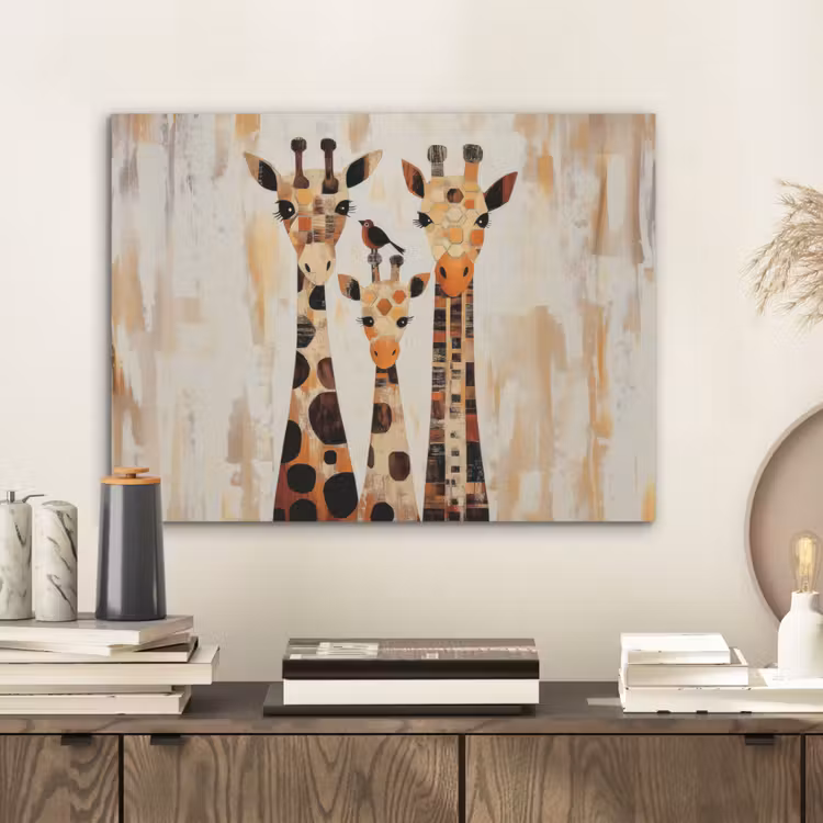 Giraffen - Cartoon - Crème PET vilt klein -sfeer1