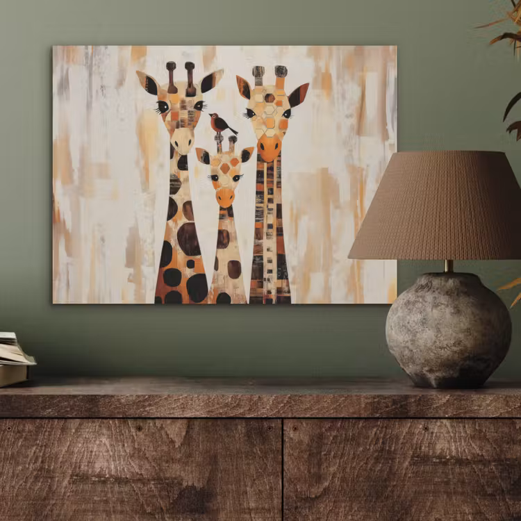Giraffen - Cartoon - Crème PET vilt klein -sfeer2