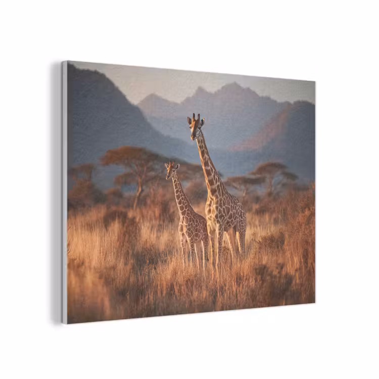 Giraffen - Hoog gras - Acaciabomen PET vilt klein -3d