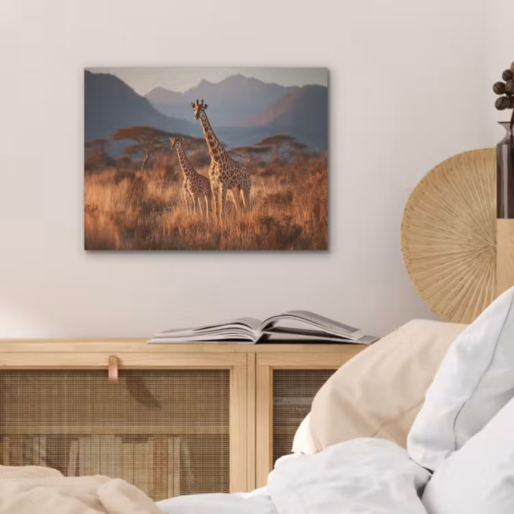 Giraffen - Hoog gras - Acaciabomen PET vilt klein -sfeer3