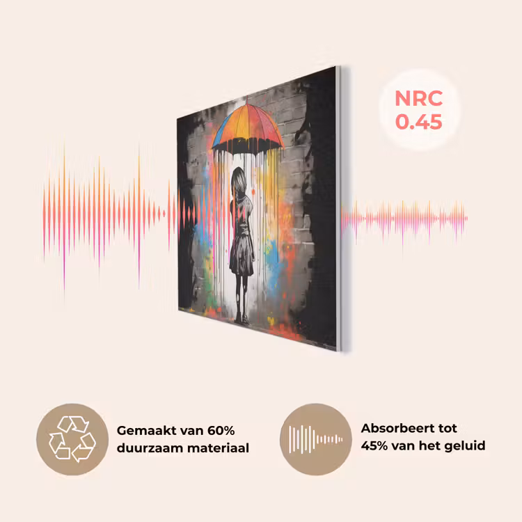 Meisje - Kunst - Paraplu - Graffiti - Kleuren - Muur PET vilt klein -USP_NL