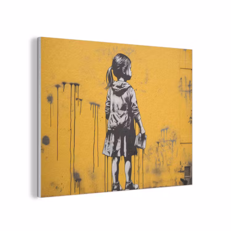 Meisje - Boek - Gele Muur - Graffiti PET vilt klein -3d