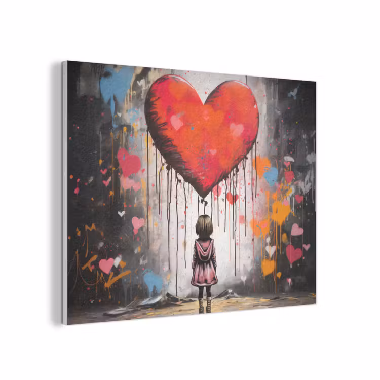 Meisje - Hart - Graffiti - Kunst - Kleuren - Rood PET vilt klein -3d