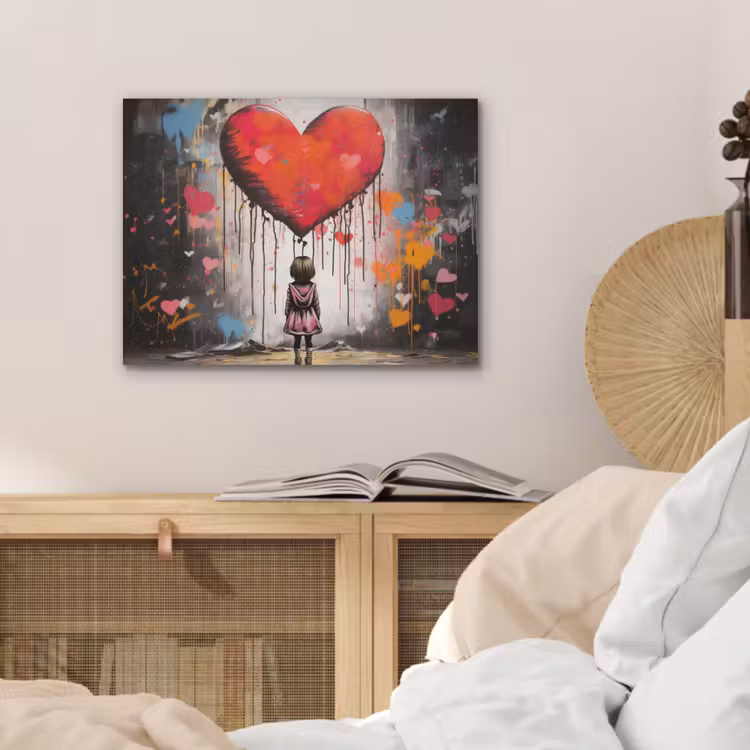 Meisje - Hart - Graffiti - Kunst - Kleuren - Rood PET vilt klein -sfeer3