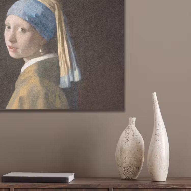 Meisje met de parel - Schilderij - Oude meesters - Vermeer PET vilt klein -sfeer6_closeup