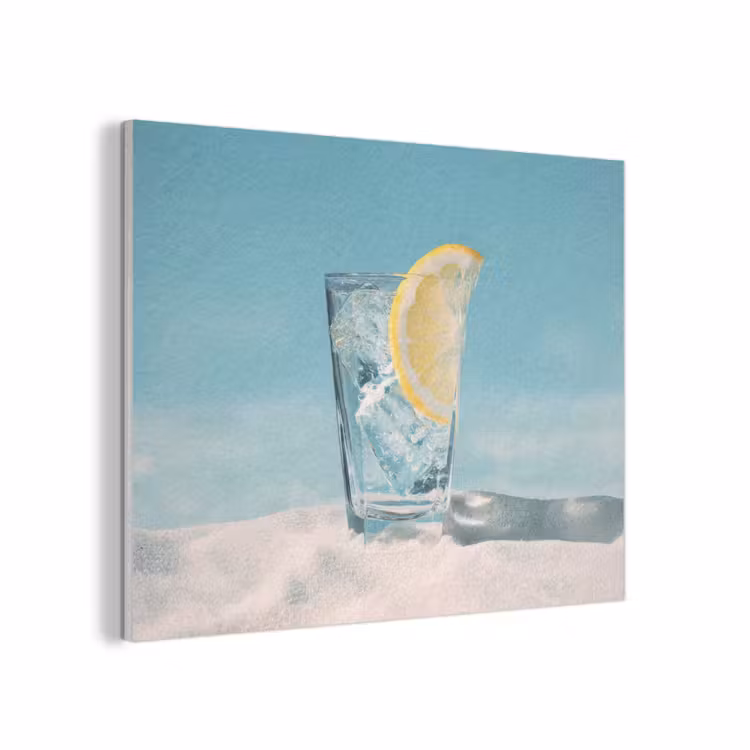 Glas - ijsblokjes - Citroen PET vilt klein -3d