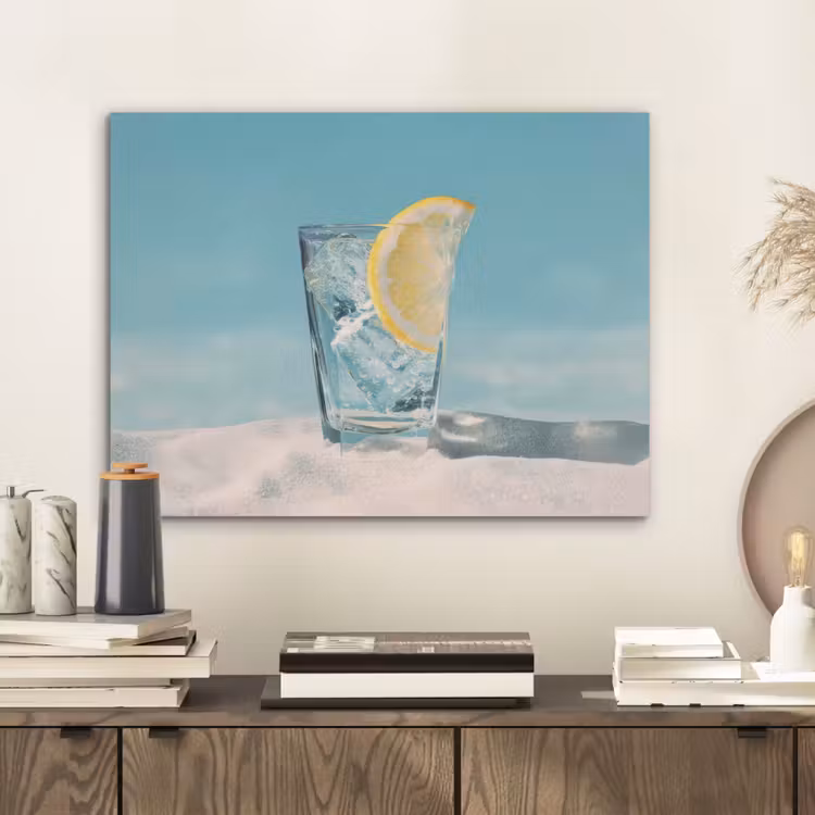 Glas - ijsblokjes - Citroen PET vilt klein -sfeer1
