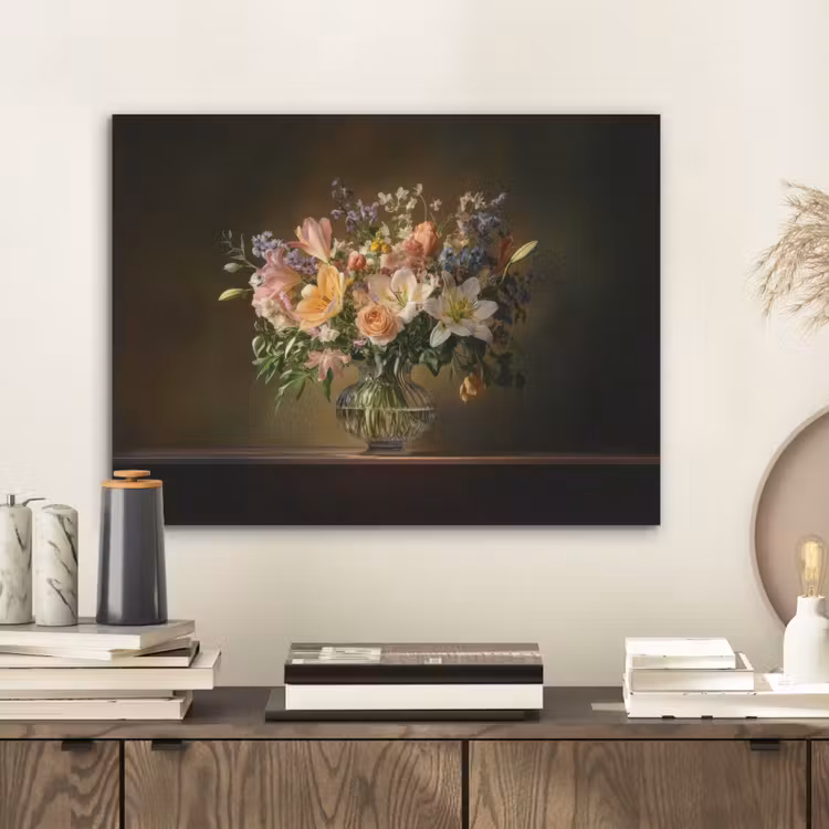 Glazen - Bloemen - Boeket - Kleuren PET vilt klein -sfeer1