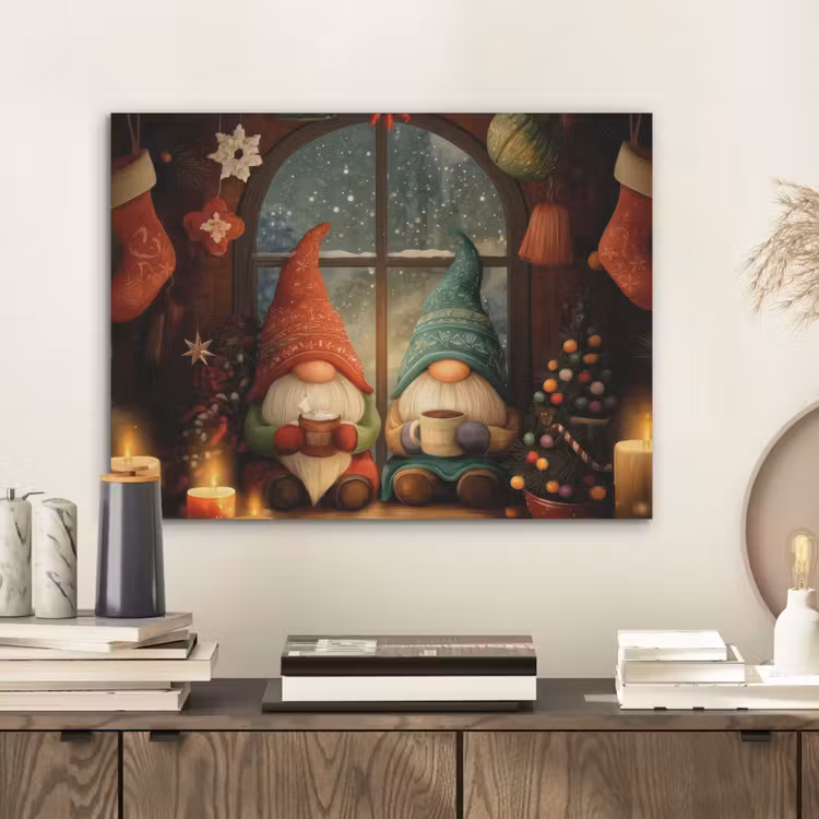 Gnooms - Kerst - Raam - Kleurrijk PET vilt klein -sfeer1