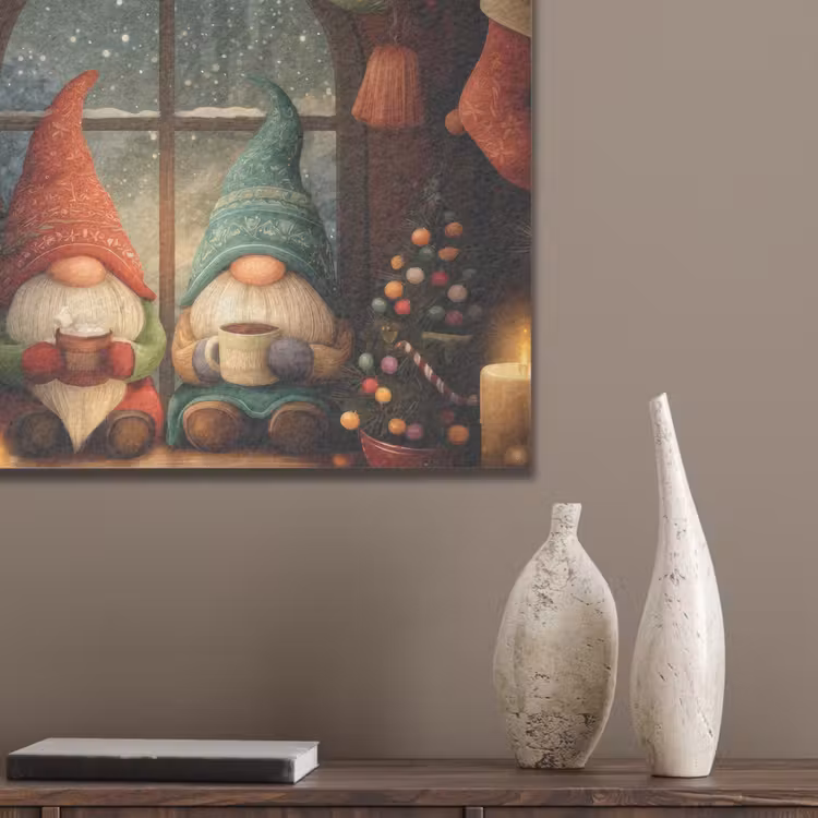 Gnooms - Kerst - Raam - Kleurrijk PET vilt klein -sfeer6_closeup