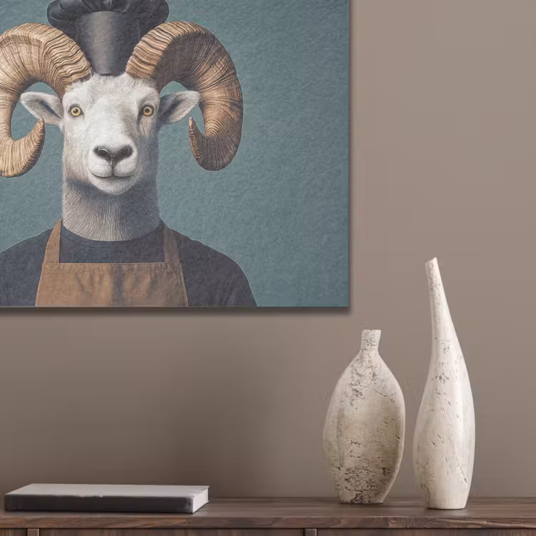 Geit - Hoorns - Kokskleding PET vilt klein -sfeer6_closeup