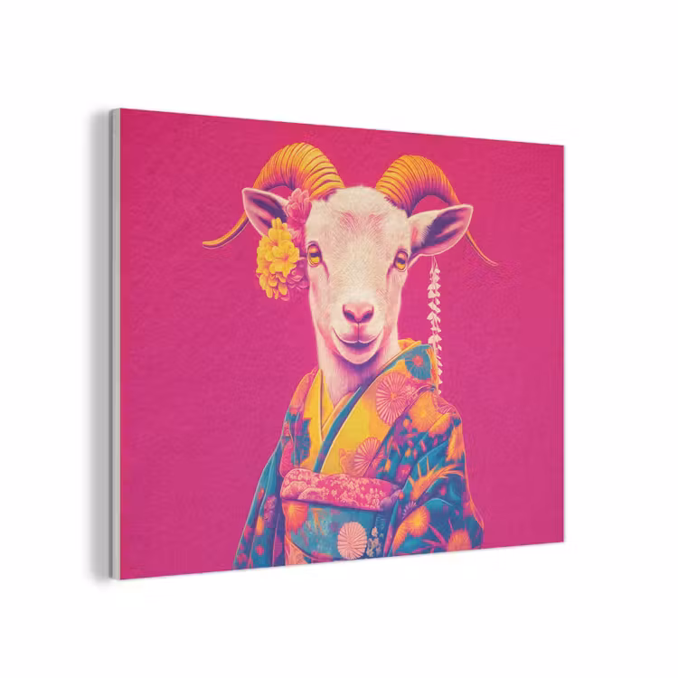 Geit - Hoorns - Kimono - Kleurrijk PET vilt klein -3d
