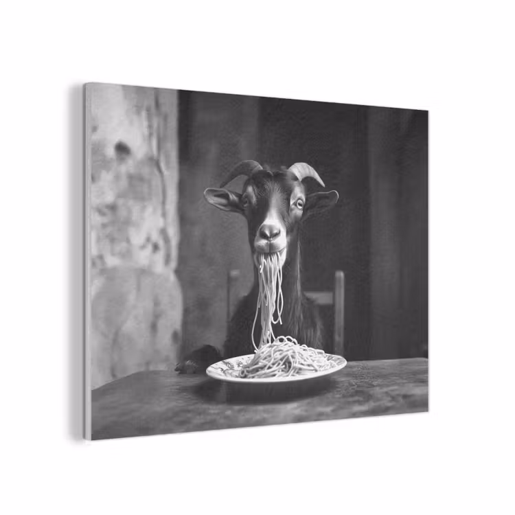Geit - Bord - Spaghetti - Zwart Wit PET vilt klein -3d