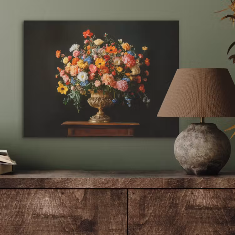 Goud - Bloemen - Kleuren - Vaas PET vilt klein -sfeer2