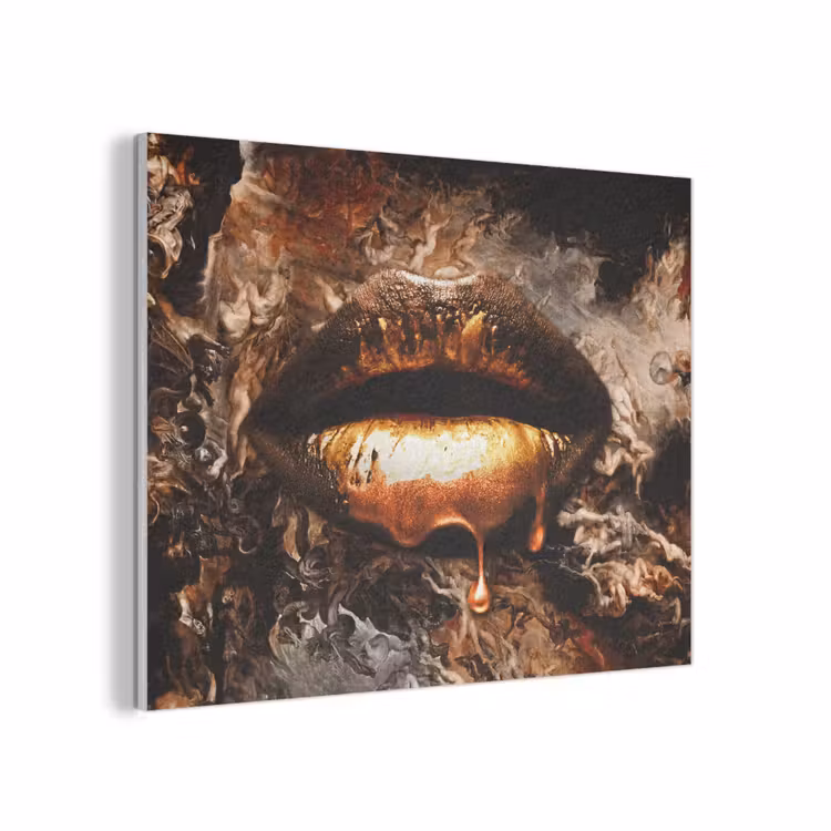 Goud - Lippen - Kunst PET vilt klein -3d