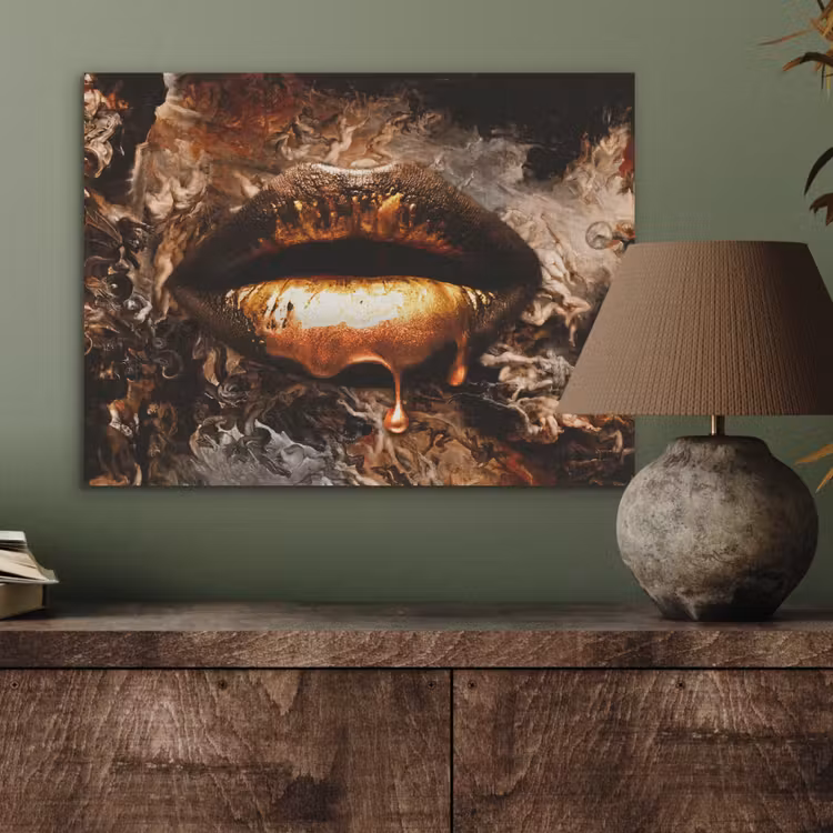 Goud - Lippen - Kunst PET vilt klein -sfeer2