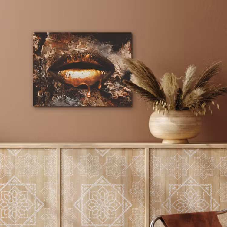 Goud - Lippen - Kunst PET vilt klein -sfeer4
