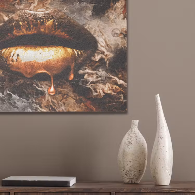 Goud - Lippen - Kunst PET vilt klein -sfeer6_closeup