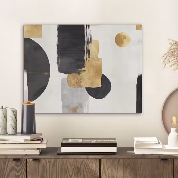 Goud - Rechthoeken - Cirkels - Abstract PET vilt klein -sfeer1