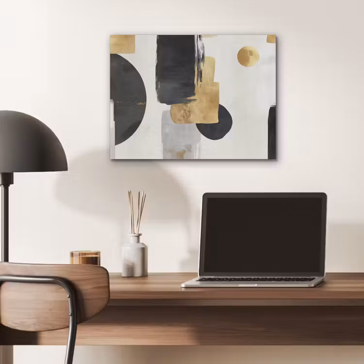 Goud - Rechthoeken - Cirkels - Abstract PET vilt klein -sfeer5