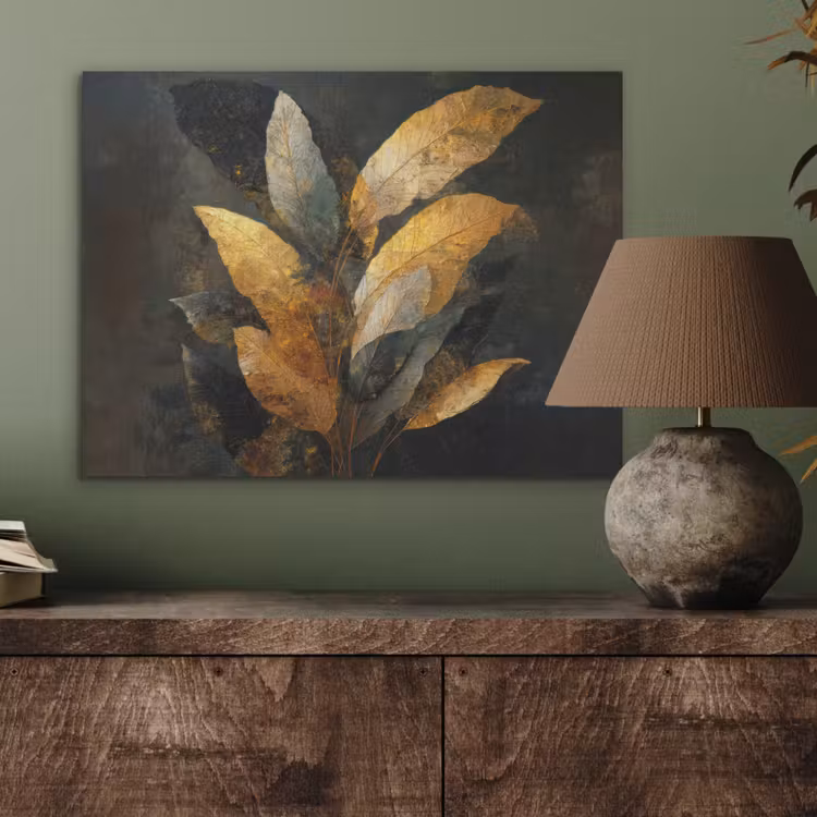 Gouden Bladcompositie β Botanische Luxe PET vilt klein -sfeer2