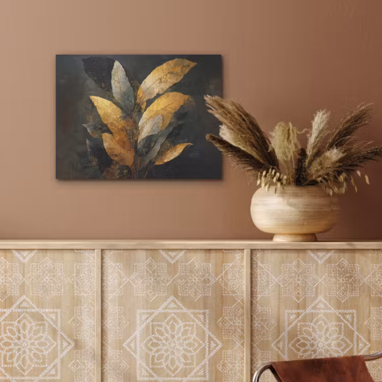 Gouden Bladcompositie β Botanische Luxe PET vilt klein -sfeer4