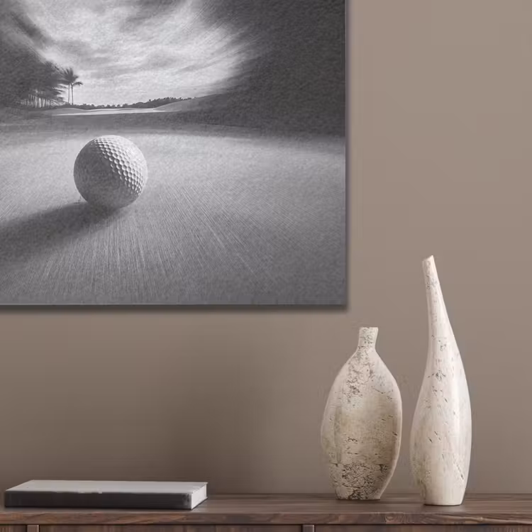 Golfbal - Wazig - Zwart PET vilt klein -sfeer6_closeup