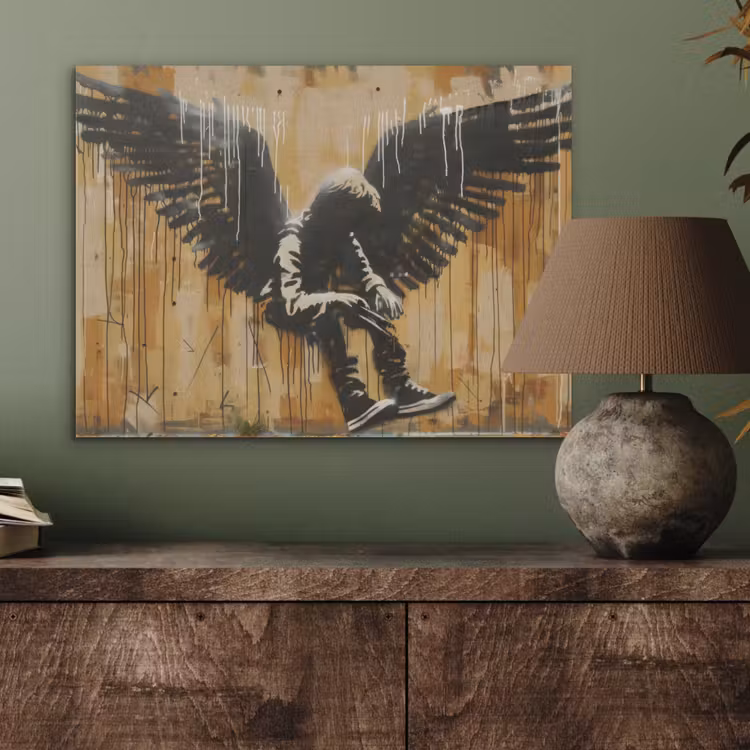 Graffiti - Kunst - Vleugels - Street art - Banksy PET vilt klein -sfeer2