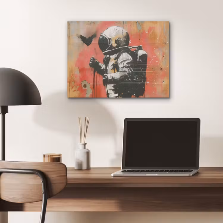Graffiti - Astronaut - Street art - Ruimte - Banksy PET vilt klein -sfeer5