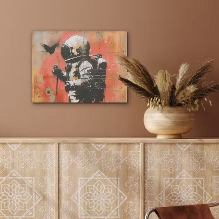 Graffiti - Astronaut - Street art - Ruimte - Banksy PET vilt klein -sfeer4