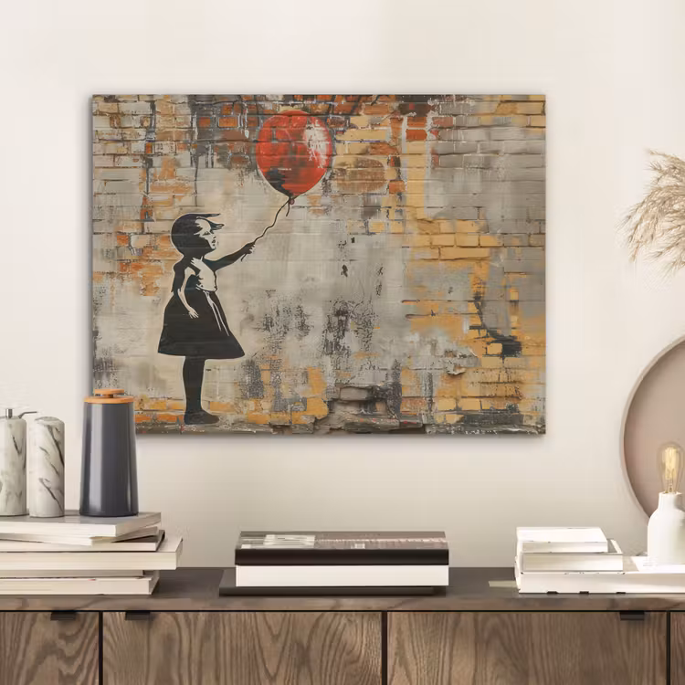 Graffiti - Banksy - Meisje - Street art PET vilt klein -sfeer1