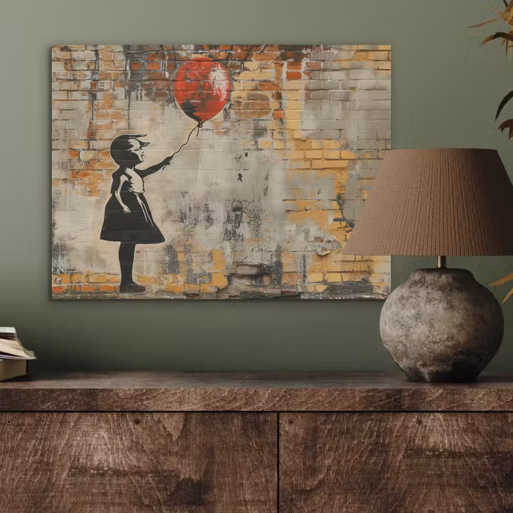 Graffiti - Banksy - Meisje - Street art PET vilt klein -sfeer2