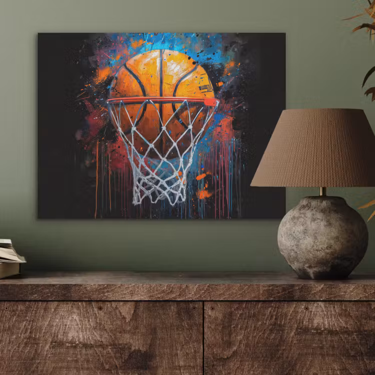 Graffiti - Basketbal - Sport - Zwart - Street art PET vilt klein -sfeer2