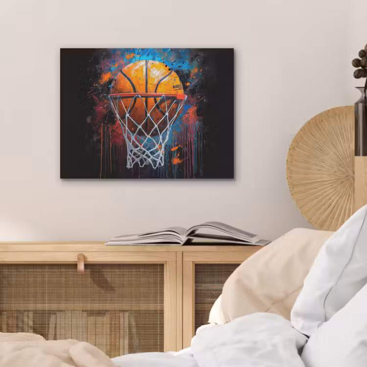 Graffiti - Basketbal - Sport - Zwart - Street art PET vilt klein -sfeer3
